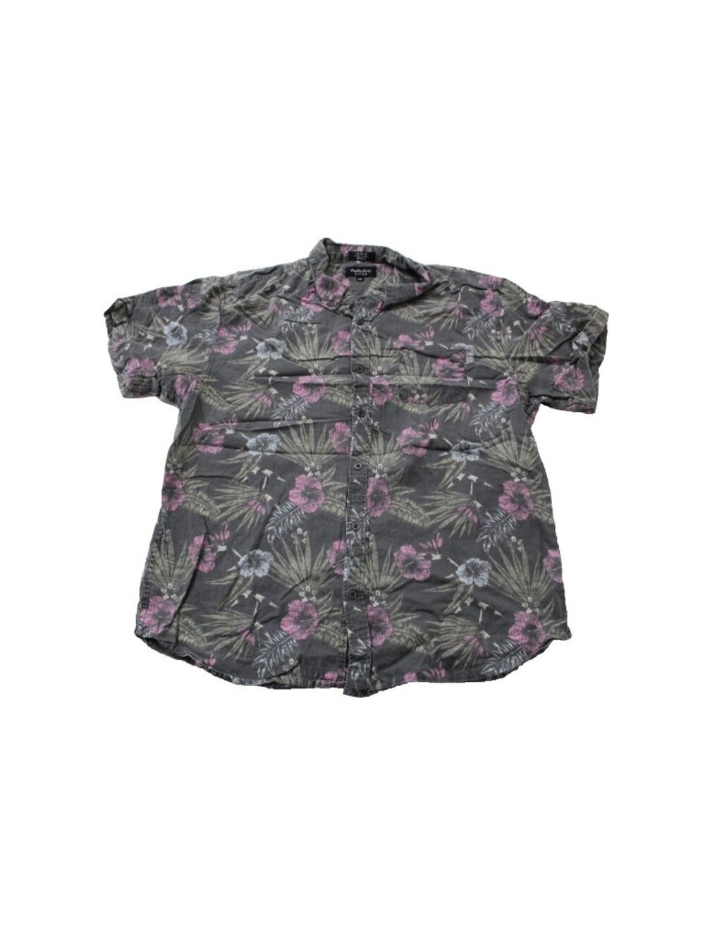 Eighty Eight Platinum Shirt Mens XXL Gray Floral Hawaiian Short Sleeve Cotton